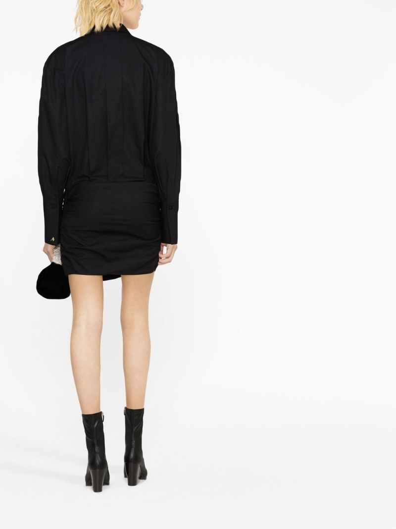Black Hatty Draped Shirt Dress
