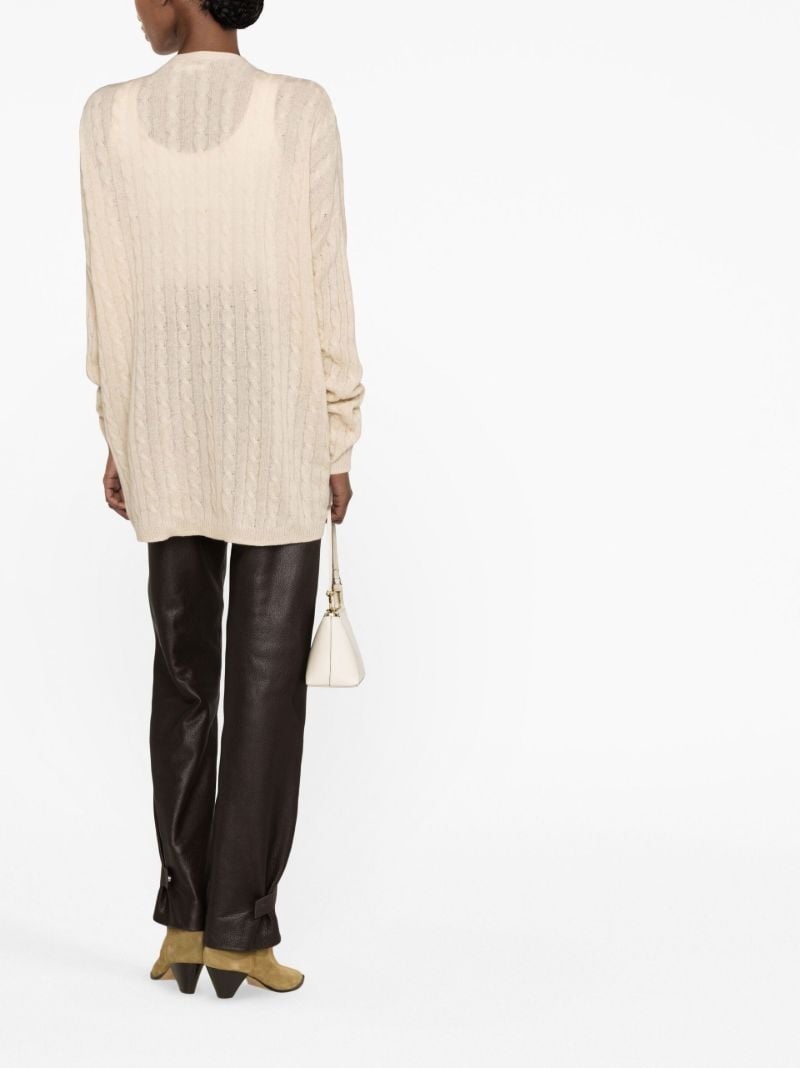 Neutral Giusta Cable-knit Cashmere Cardigan