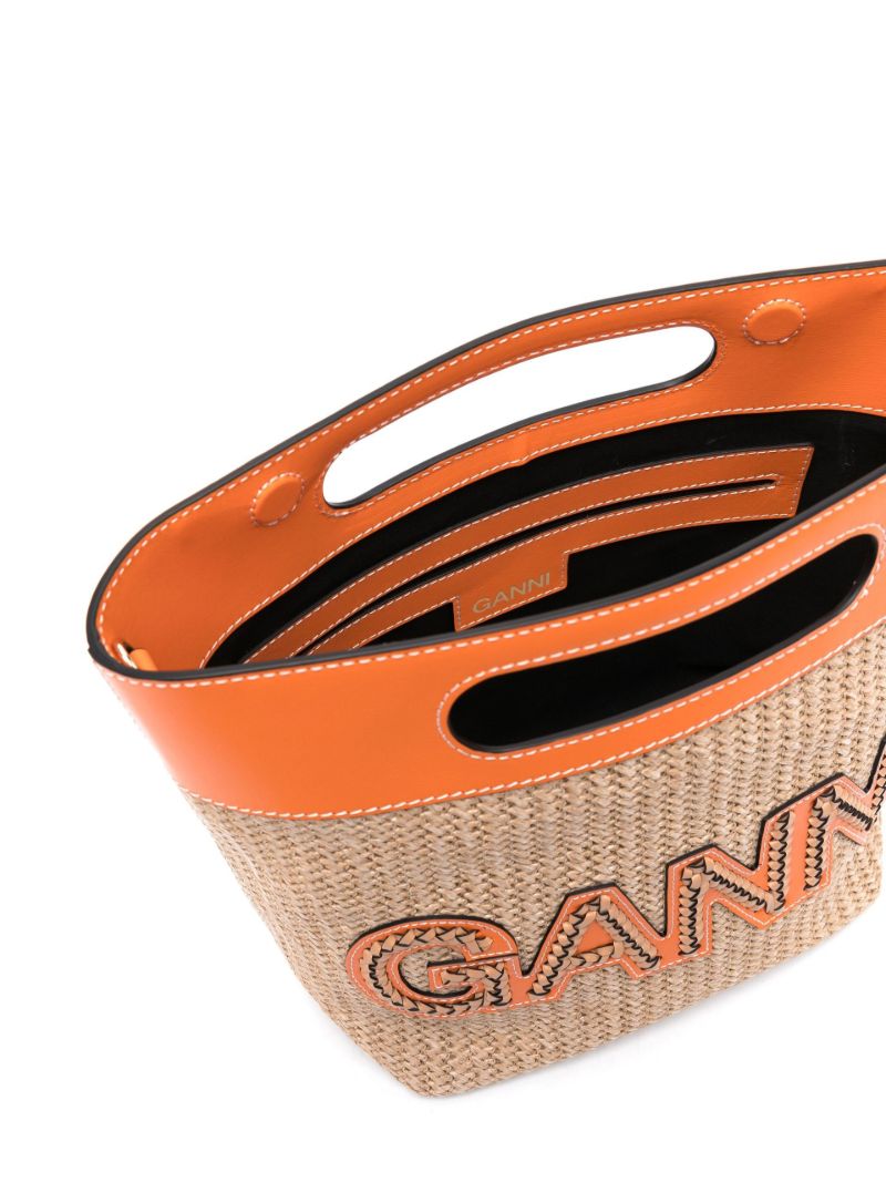 Orange Logo Patch Top Handle Bag