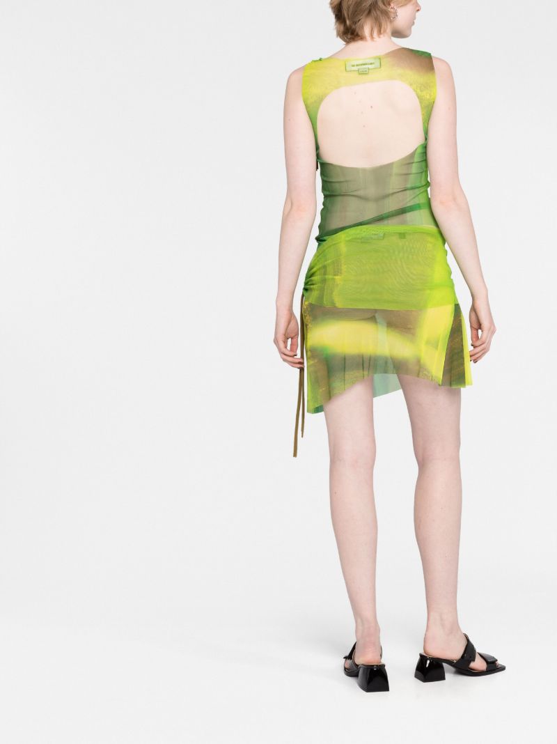 Green Asymmetric Mesh Skirt
