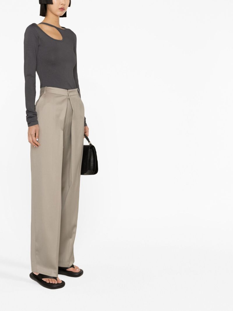 Neutral Deep Tuck Tailored Trousers