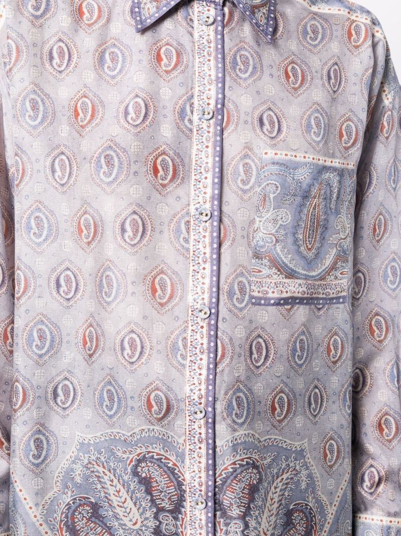 Blue Vitali Paisley Print Silk Blouse