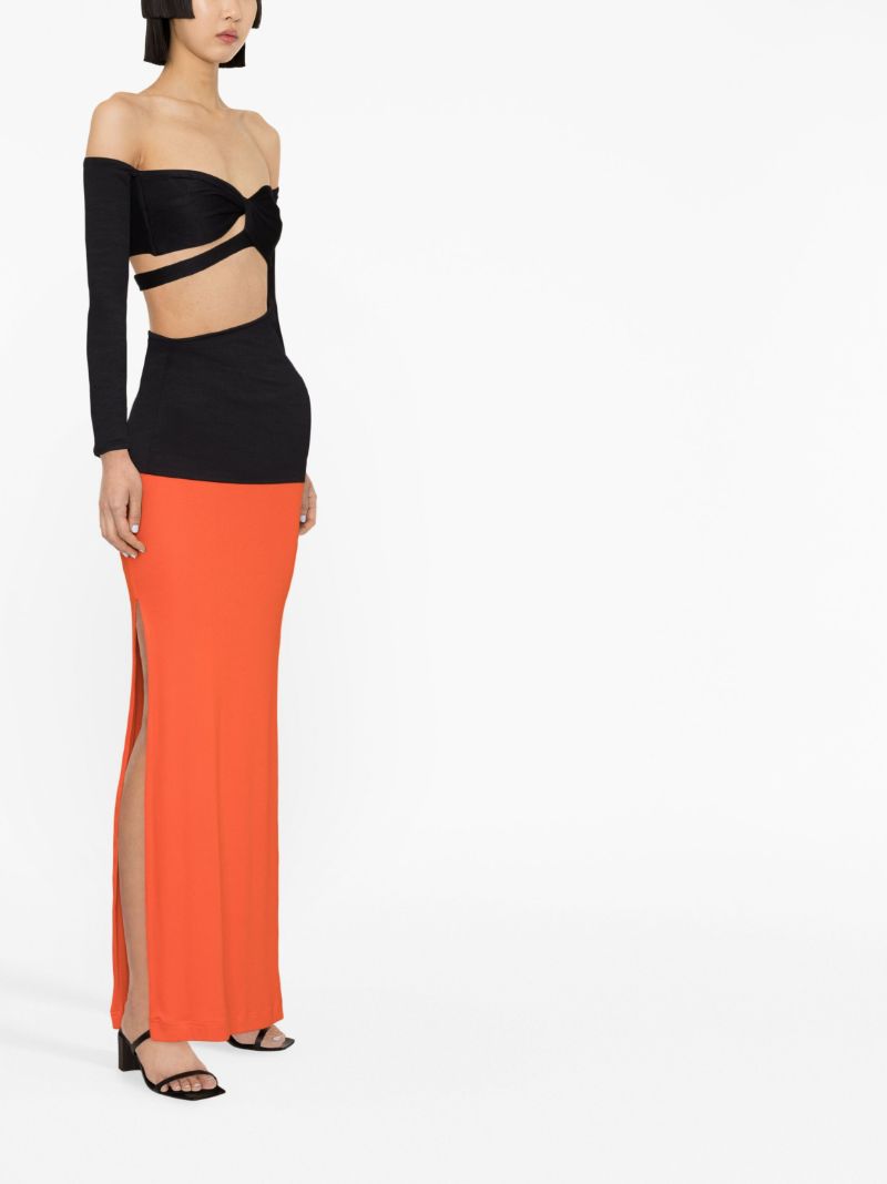 Black Ribbed Cut-out Top