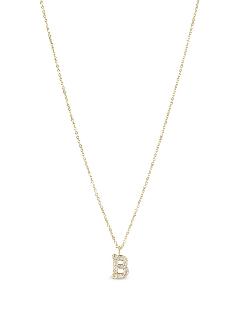 18k Yellow Gold Simple B Diamond Necklace