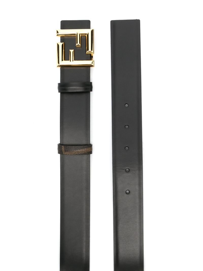 Black Ff Leather Reversible Belt