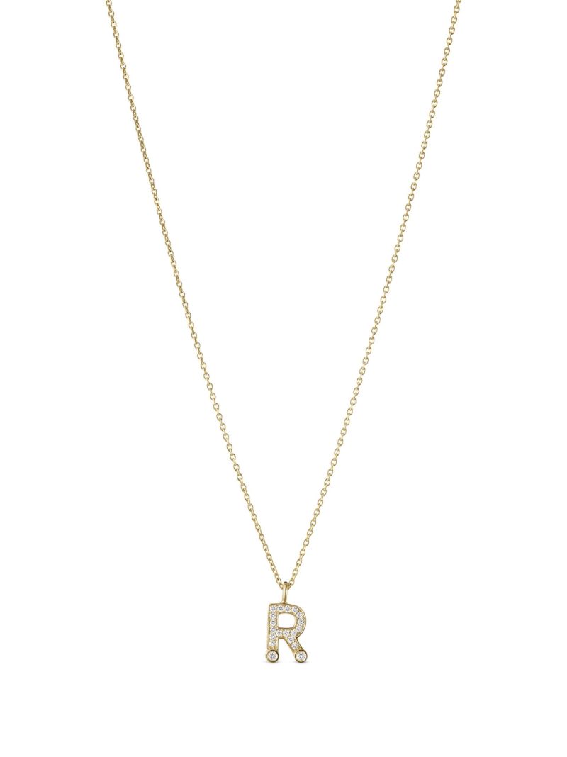 18k Yellow Gold Simple R Diamond Necklace
