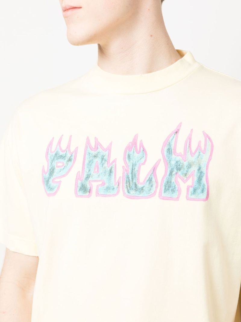 Yellow Flames Logo Cotton T-shirt