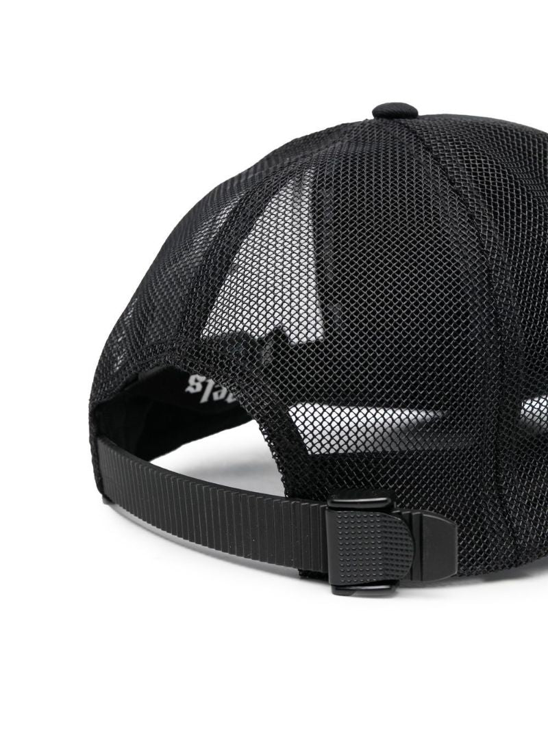 Black Logo Print Mesh Panel Baseball Cap