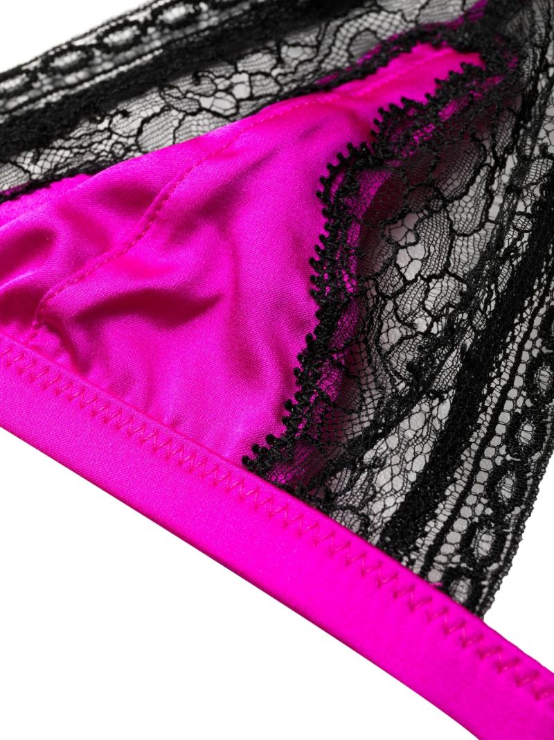 Pink Lace Silk Triangle Bra
