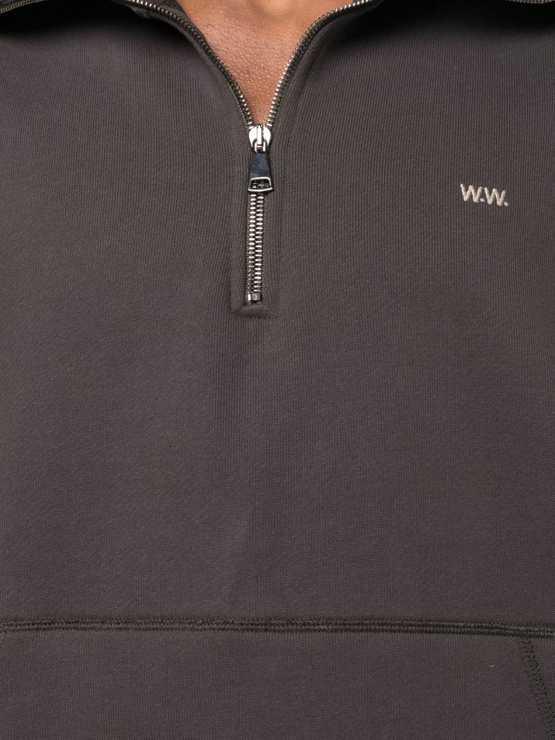 Grey Logo Embroidered Half-zip Sweatshirt