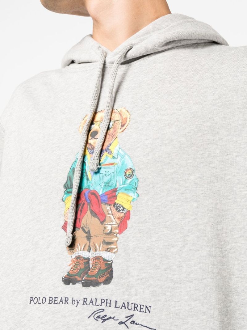 Grey Polo Bear Print Hoodie
