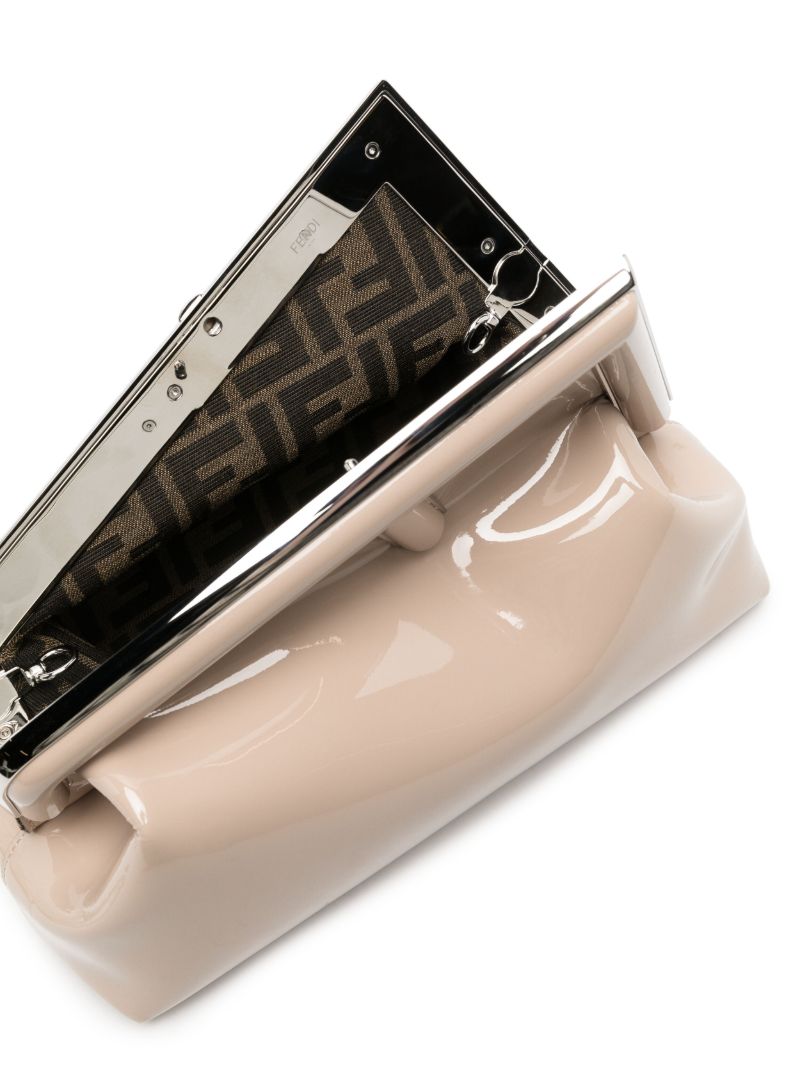 Neutral Fendi First Medium Leather Clutch Bag