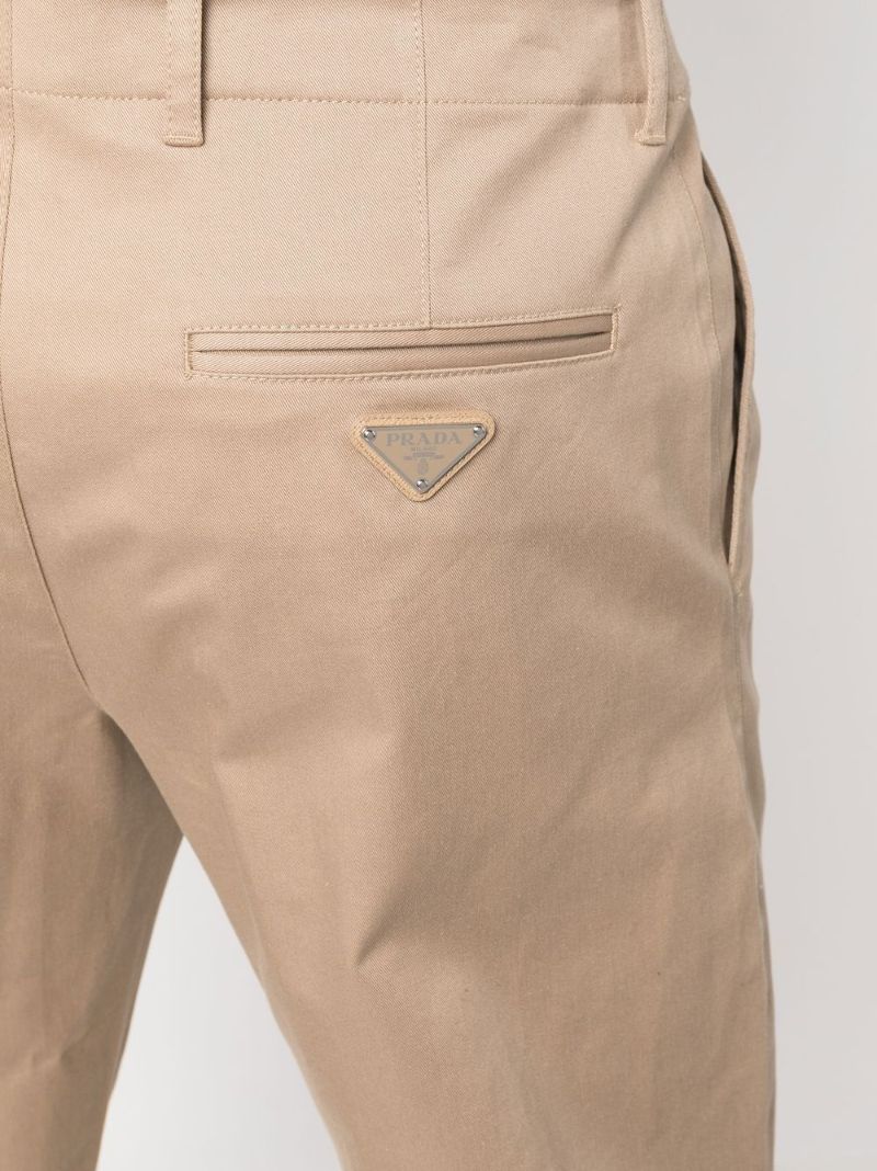 Neutral Logo Plaque Cropped Cotton Trousers