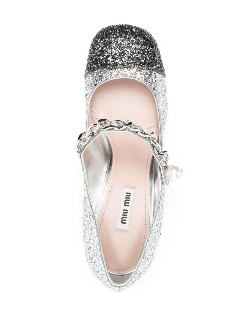 Silver 65 Glittered Leather Mary Jane Pumps