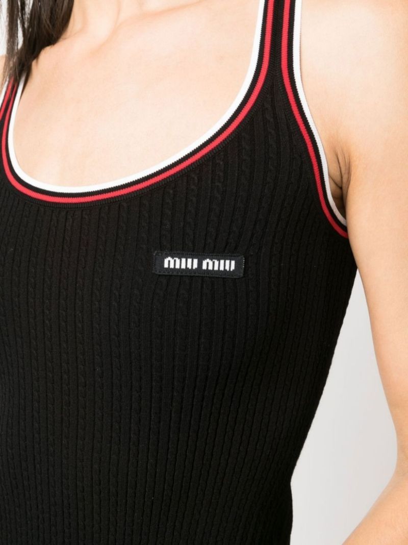 Black Logo Knit Midi Dress