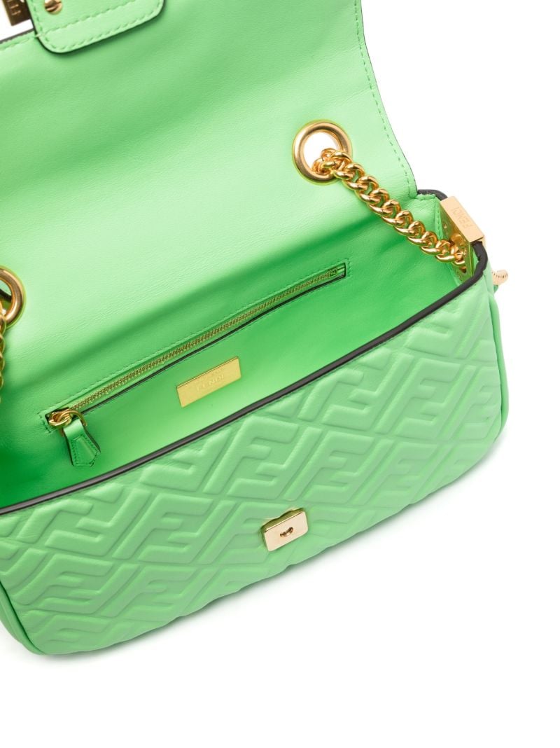 Green Baguette Medium Leather Shoulder Bag