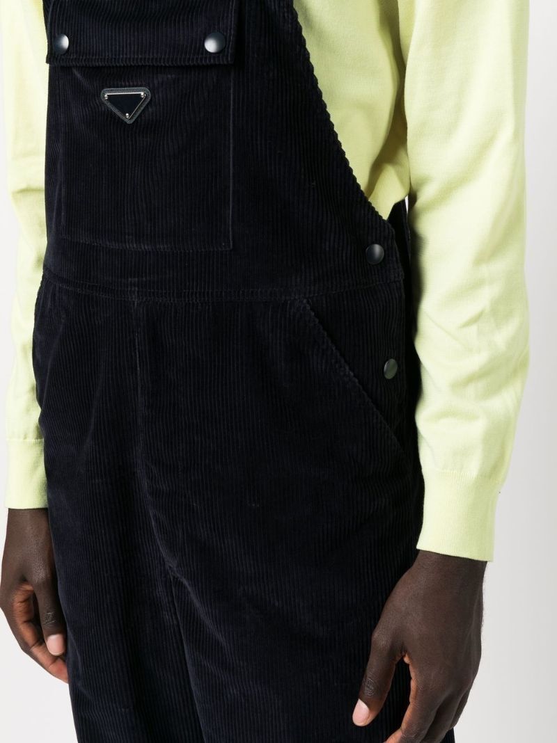 Blue Logo Plaque Cotton Corduroy Overalls