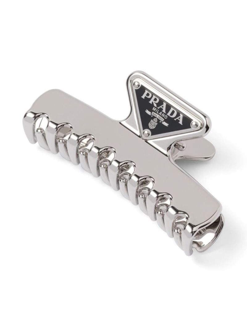 Silver-tone Logo Metal Hair Clip