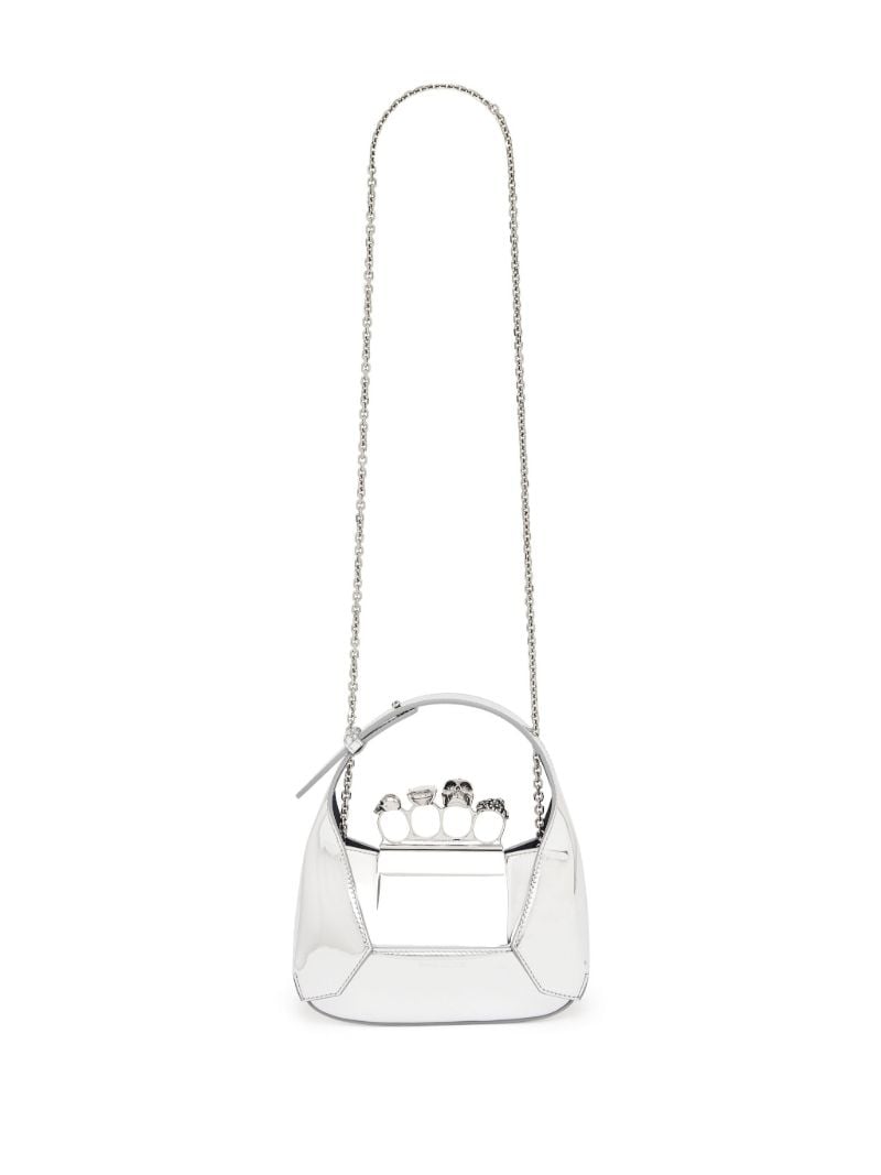 Silver-tone Metallic Jewelled Hobo Mini Bag