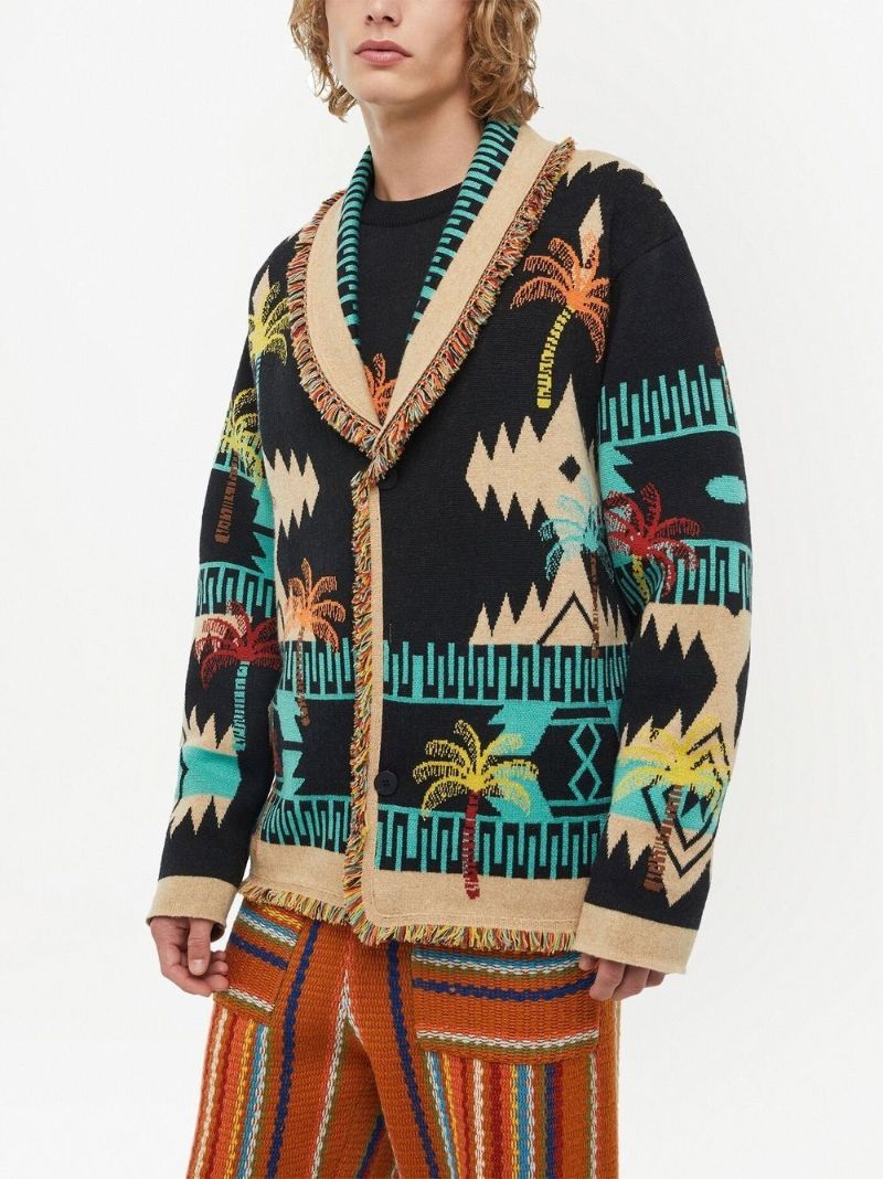 Multicoloured Palm Tree Jacquard Cardigan