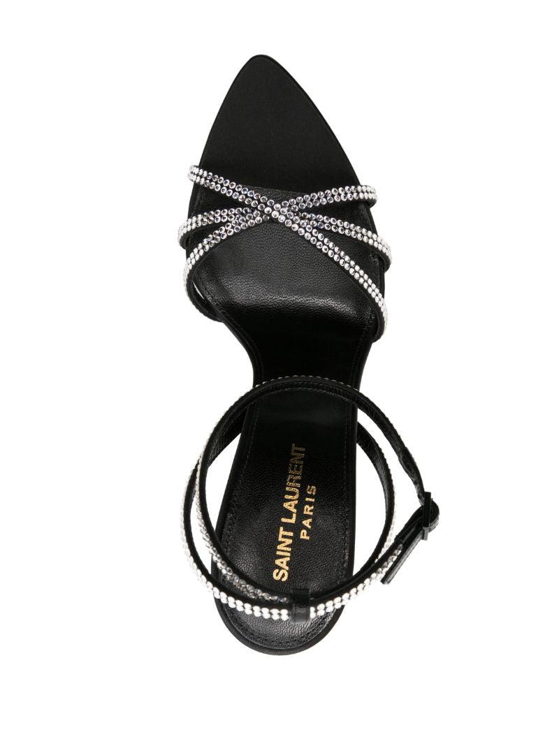 Black Ava 105 Crystal Leather Sandals