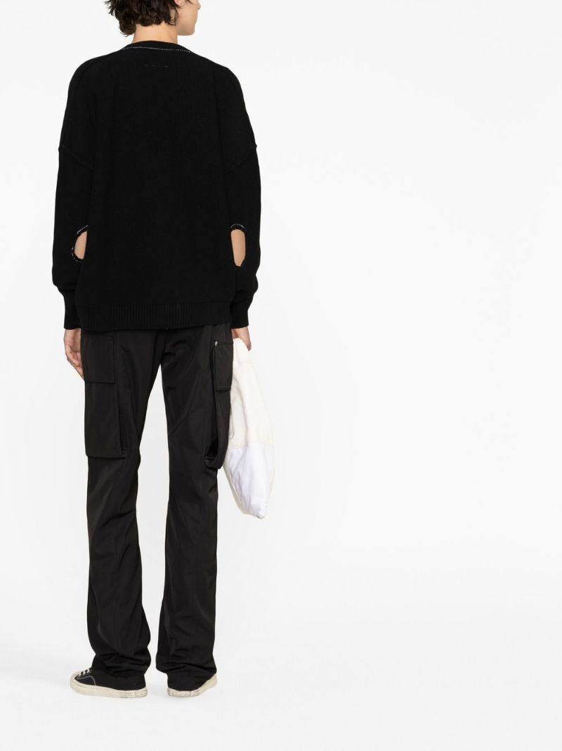Black Number Patch V-neck Cardigan