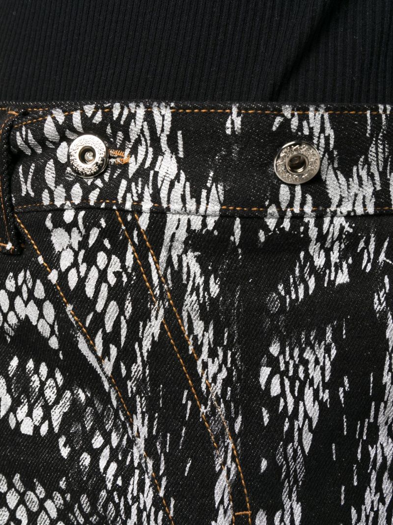 Black Abstract Print Straight-leg Jeans