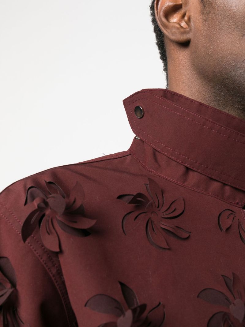 Red Floral AppliquÃ_x0083_© Bomber Jacket