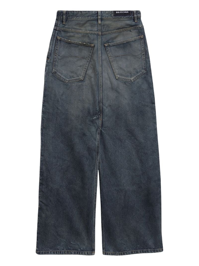 Blue Double-slit Denim Skirt