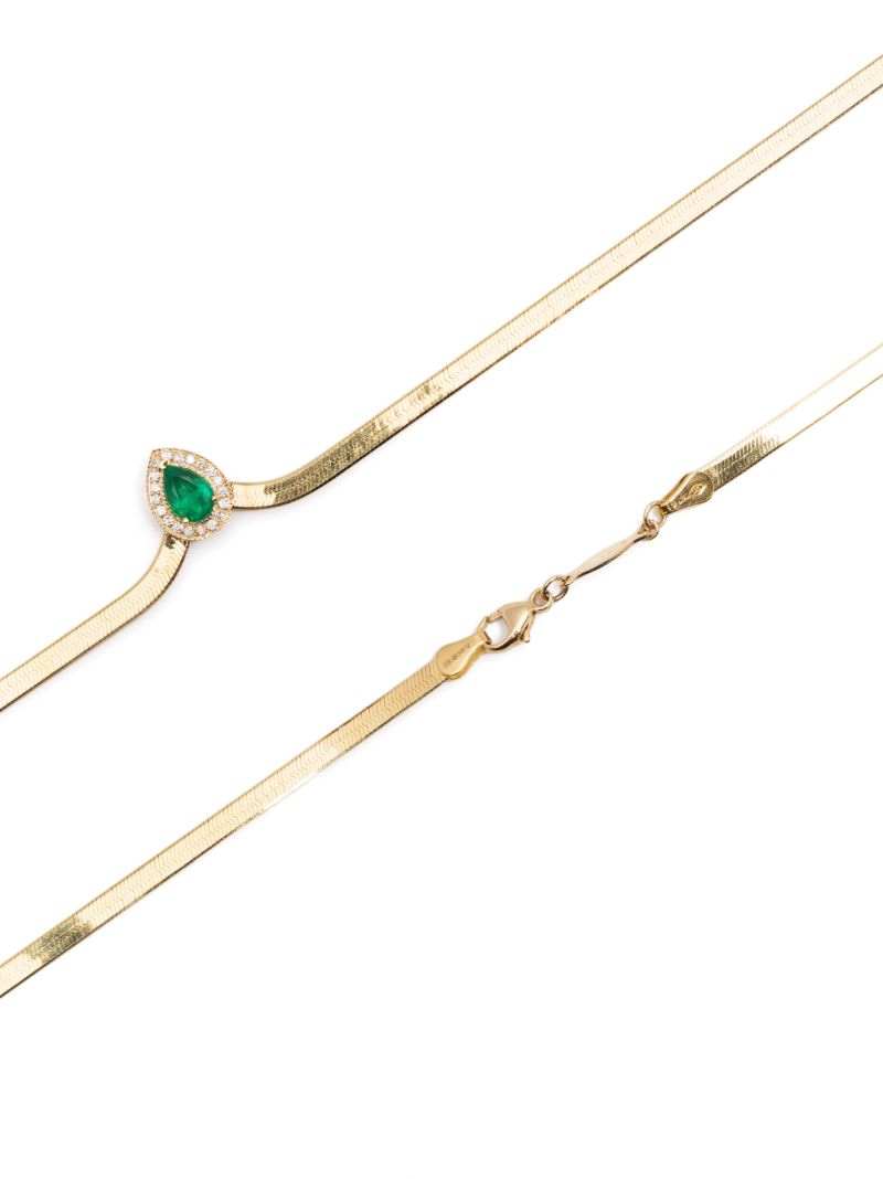 18k Yellow Gold Emerald and Diamond Necklace
