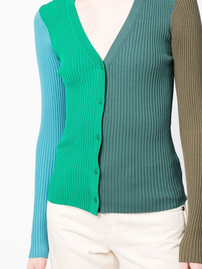 Green Cargo Colourblock Knit Cardigan