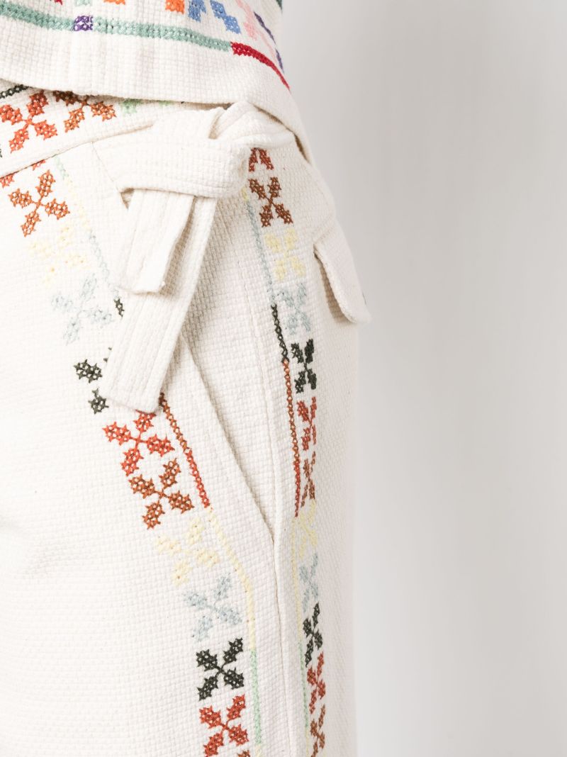 Neutral Prisma Embroidered Straight-leg Trousers