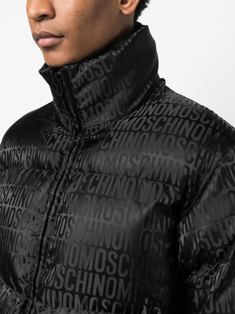Black Logo Print Padded Coat