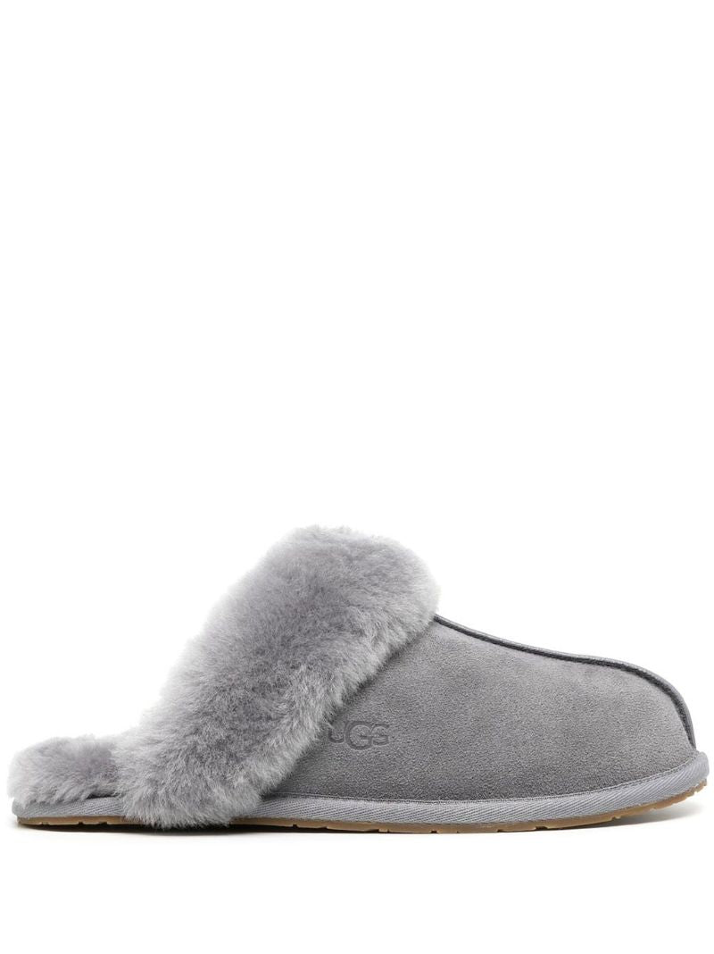 Grey Scuffette Ii Fur Trimmed Slippers