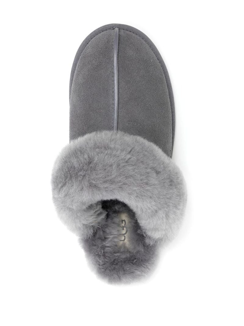 Grey Scuffette Ii Fur Trimmed Slippers