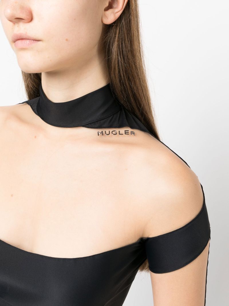 Black Panelled High-neck Bodysuit