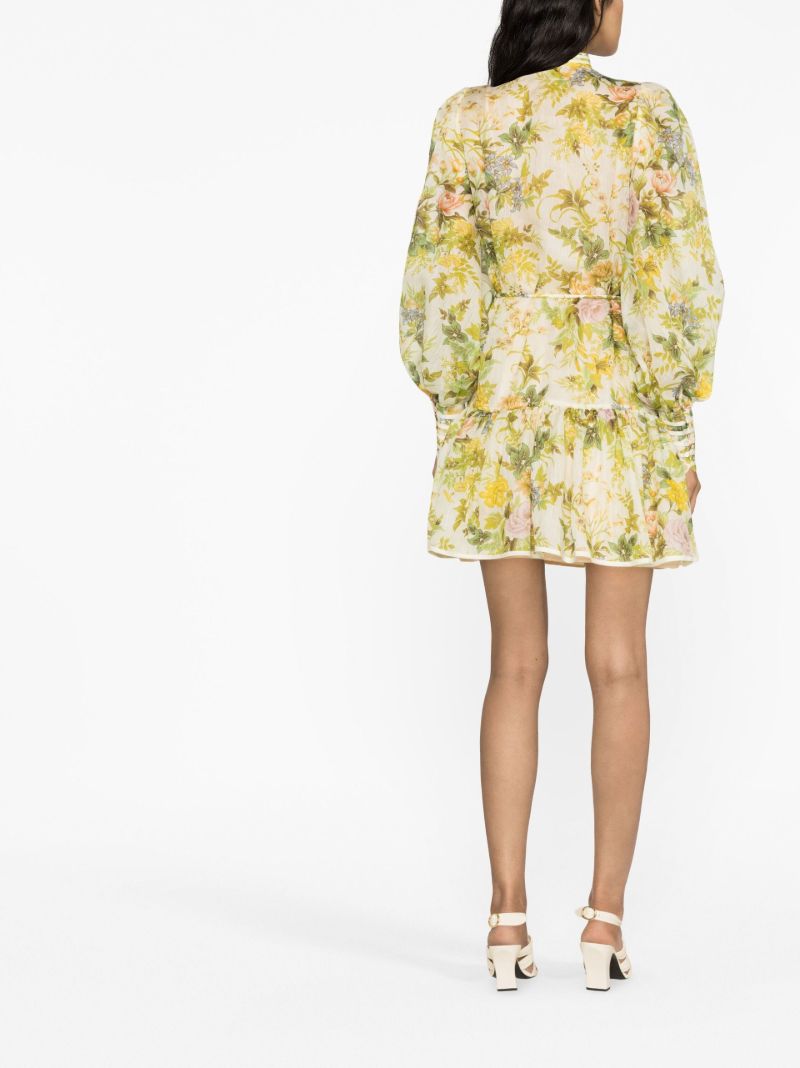 Neutral Eden Floral Print Mini Dress