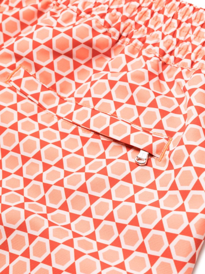 Orange Graphic Print Swim Shorts