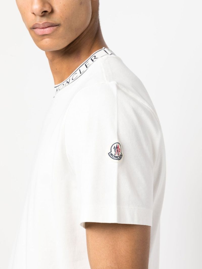 White Logo Neckline Cotton T-shirt