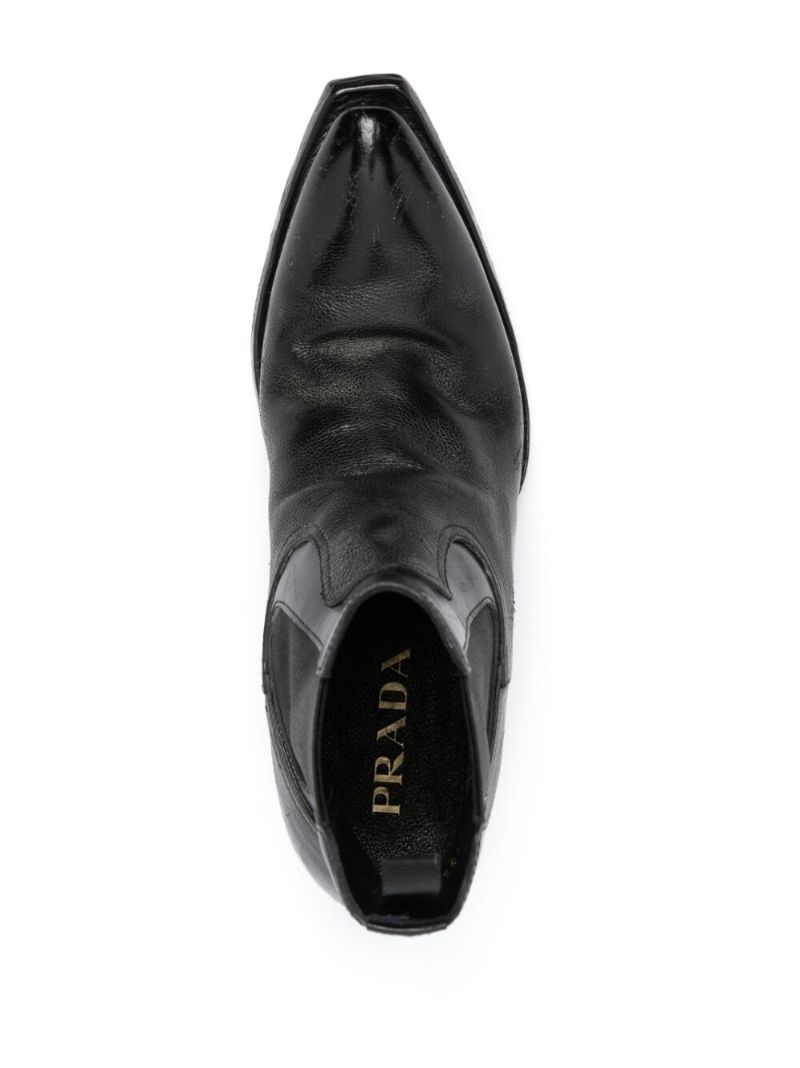 Black Turn-up Toe Leather Ankle Boots