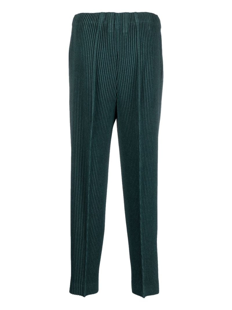 Teal Green Micro Pleated Slim Trousers