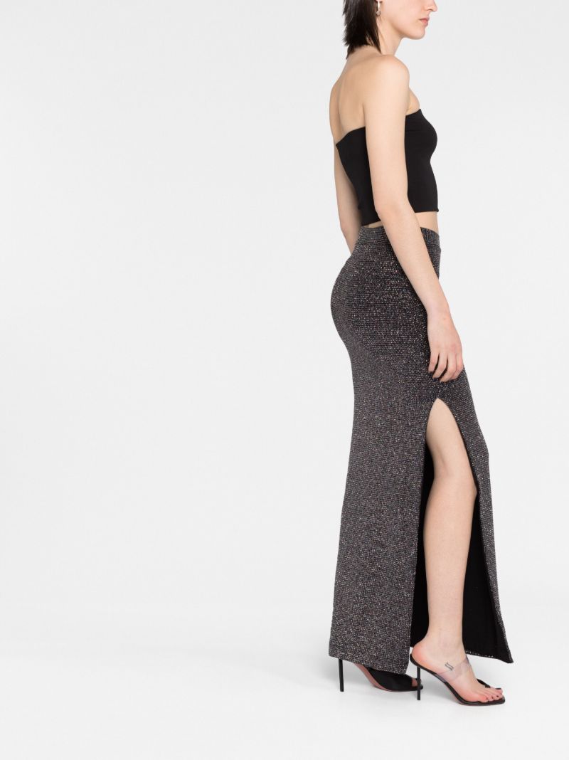 Black Metallic Midi Skirt