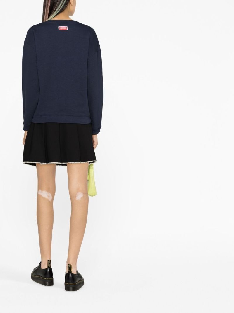 Blue Boke Flower Logo Print Sweatshirt