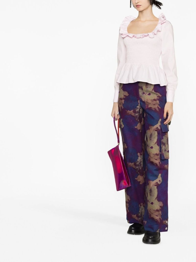 Pink Ruffle-trim Organic Cotton Blouse