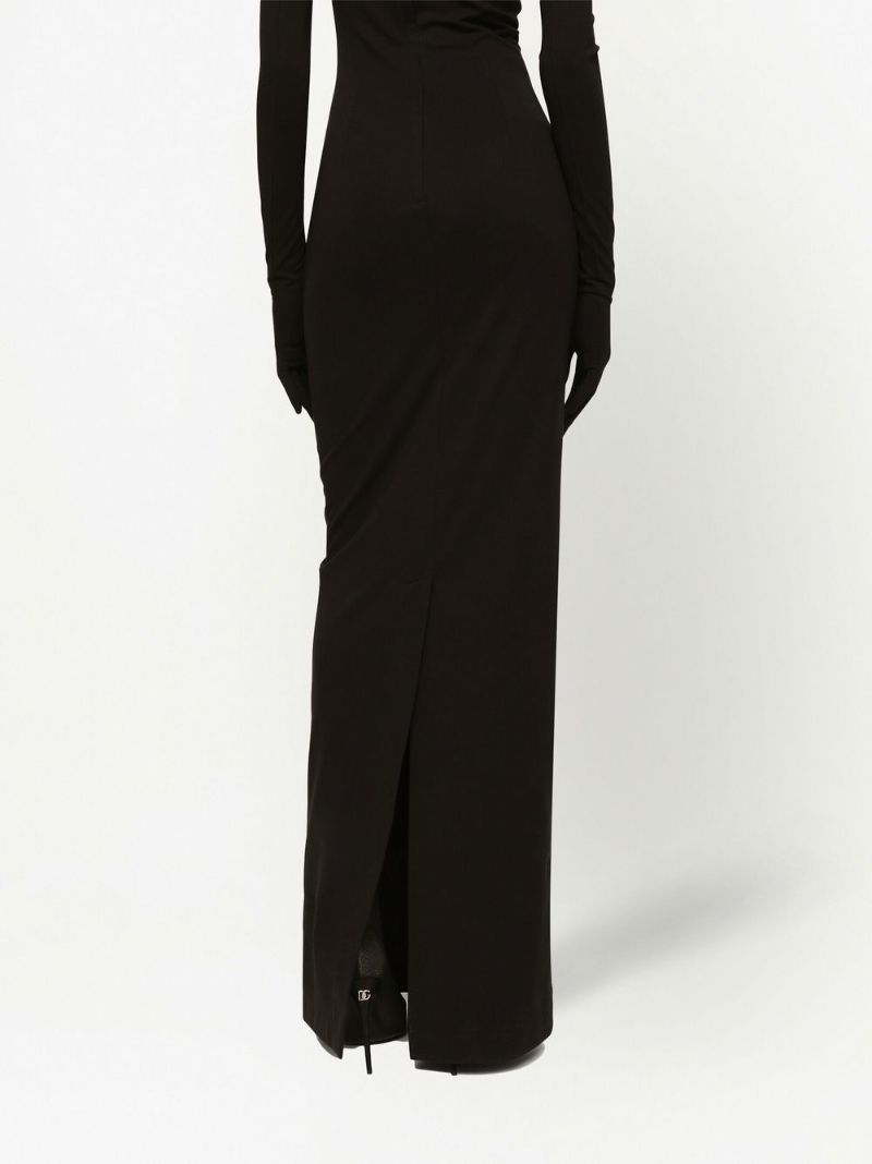 Black Kim Number Patch Floor Length Dress