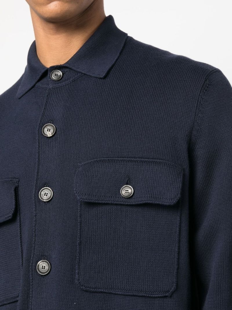 Blue Button-up Fitted Overshirt