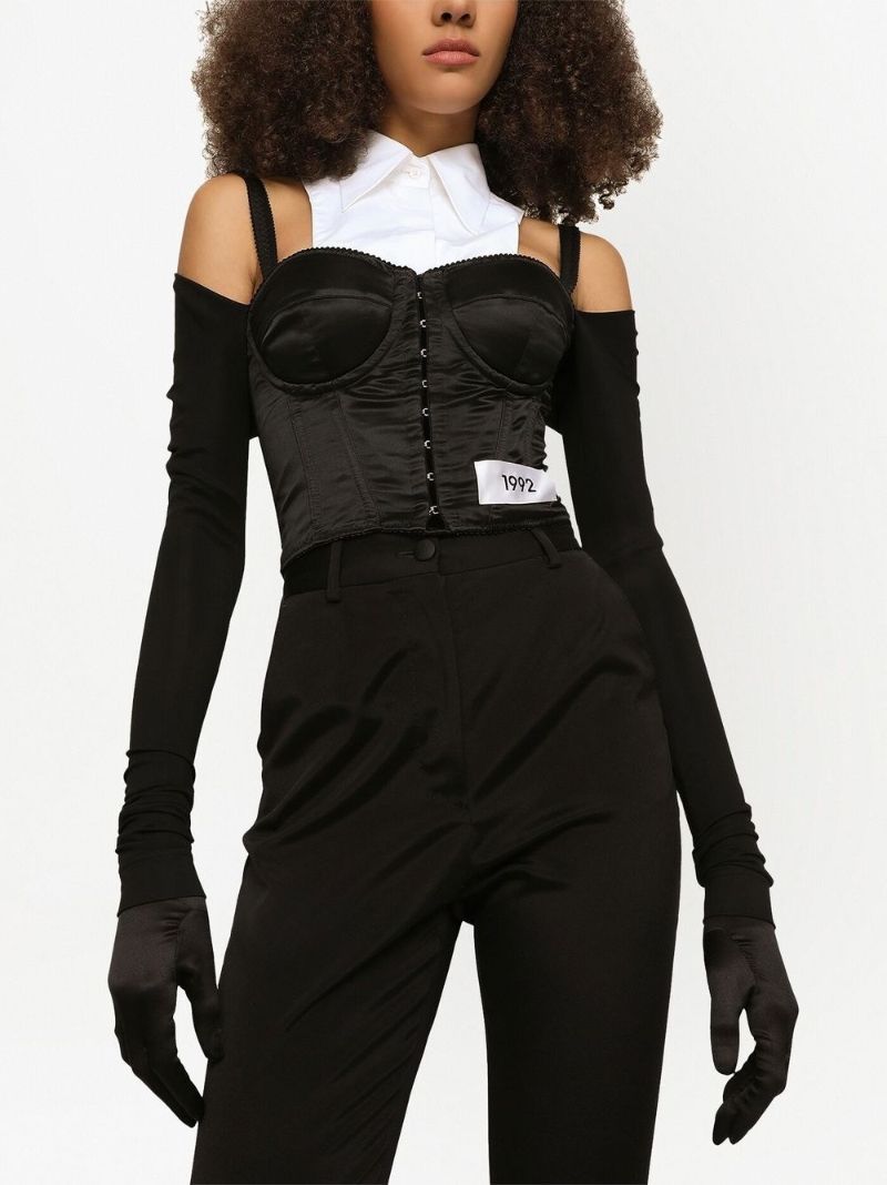 Black Layered-shirt Corset Top