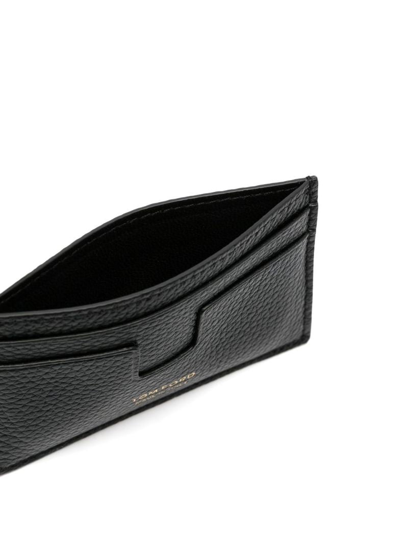 Black and Red Pebbled Leather Card Holder