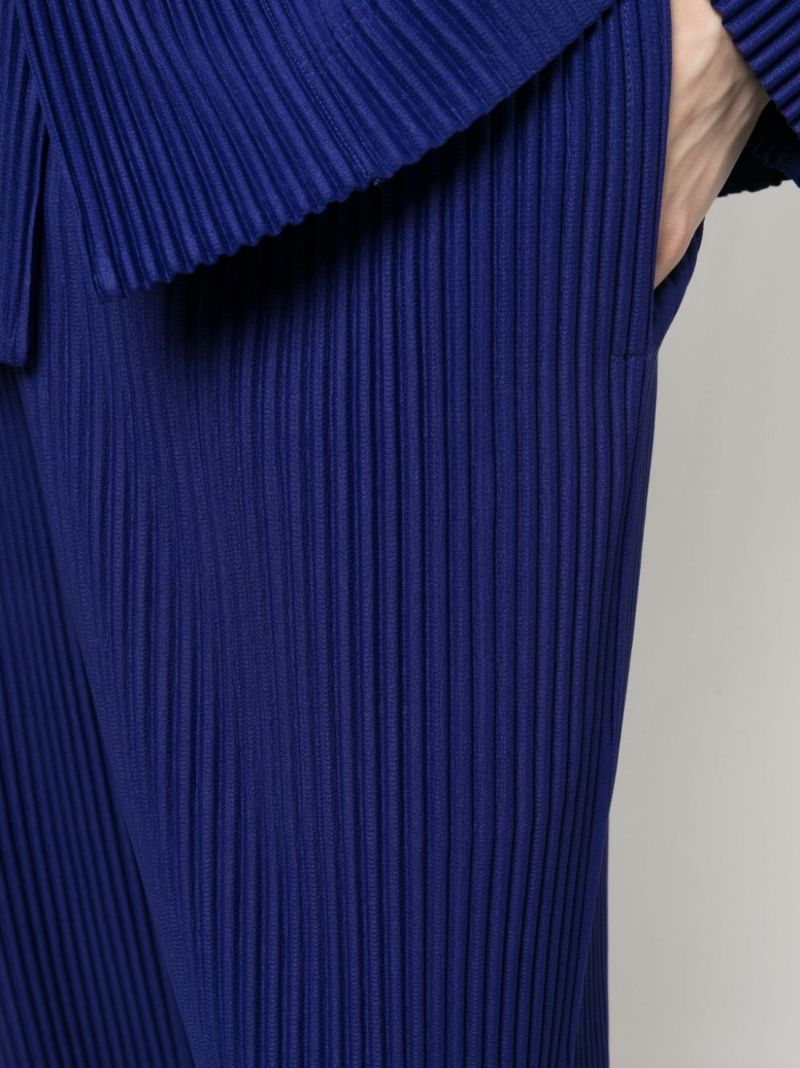 Blue Tailored Pleats 1 Straight-leg PlissÃ_x0083_© Trousers