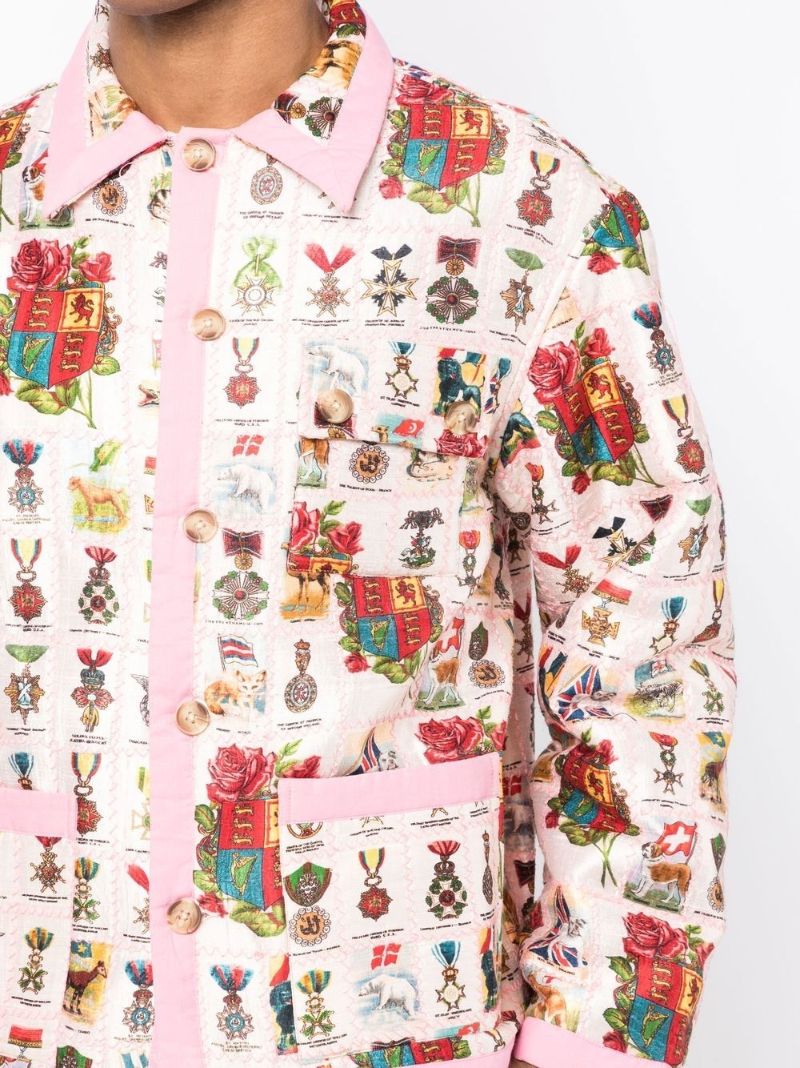 Pink Tobacco Signet Printed Quilted Jacket